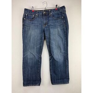 American Eagle Womens Size 12 Medium Wash Cotton Cropped Straight Leg Jeans